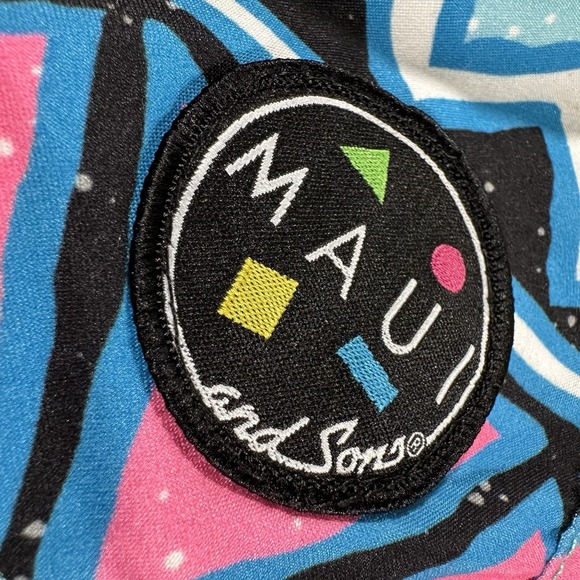 Maui and Sons Mens‎ 6" Stretch Swim Trunks Medium Shorts Lined 90s Island Slice - Picture 5 of 9